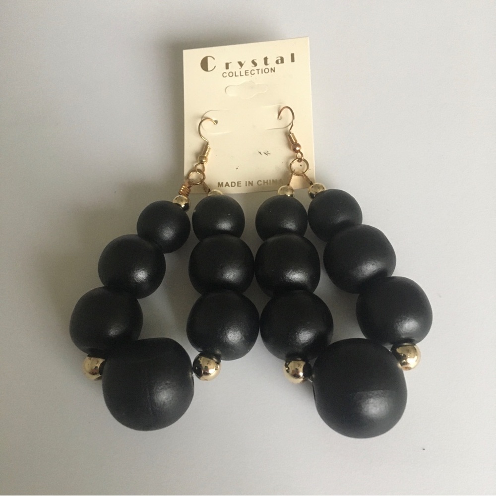 Crystal Collection Chunky Wooden Beaded Earrings